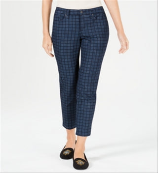 Charter Club Women's Bristol Printed Ankle Jeans Blue Size 18
