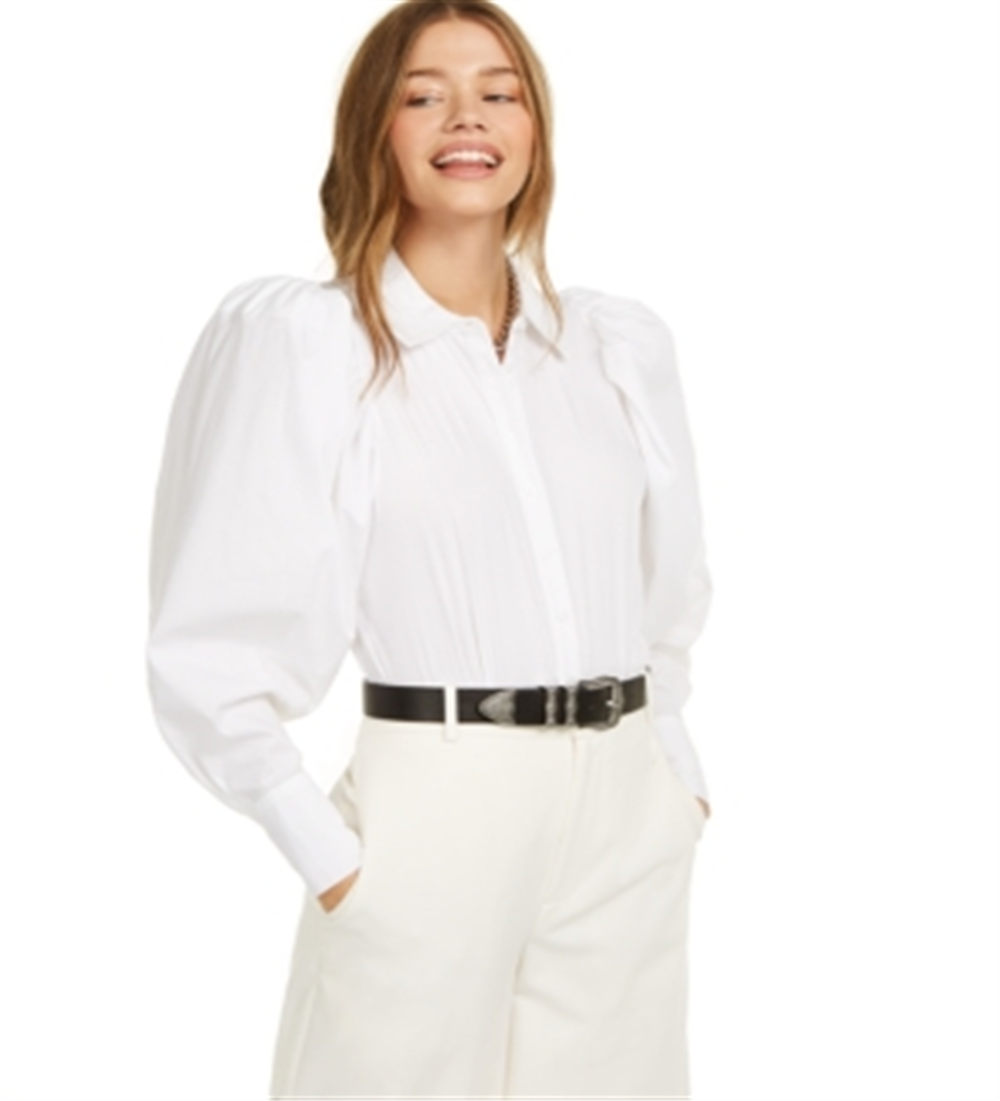 Danielle Bernstein Women's Puff Sleeve Bodysuit White Size X-Small