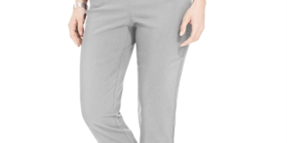 JM Collection Women's Studded Pull on Pants Gray Size Petite XL