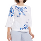 Charter Club Women's Embroidered Split Sleeve Top Blue Size XX-Large