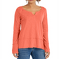 Style & Co Women's Split Neck Tunic Orange Size Large