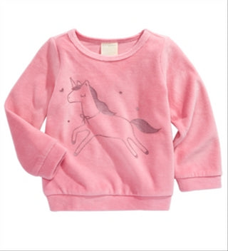 First Impressions Baby Girl's Unicorn Print Velour Top Pink Size 3-6MOS
