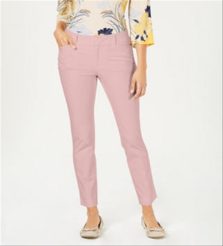 Charter Club Women's Newport Tummy Control Slim Fit Pants Pink Size 16