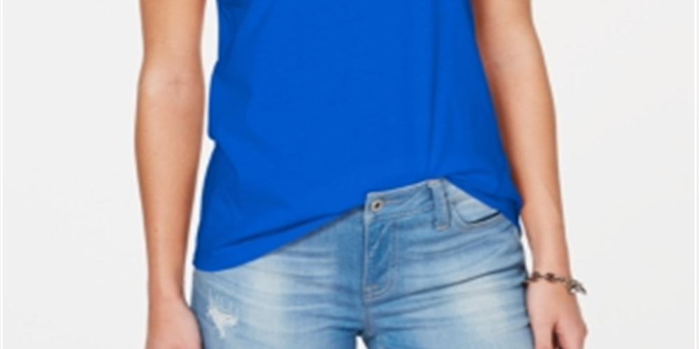 Tommy Hilfiger Women's Sport Crew Neck Graphic T-Shirt Blue Size Medium