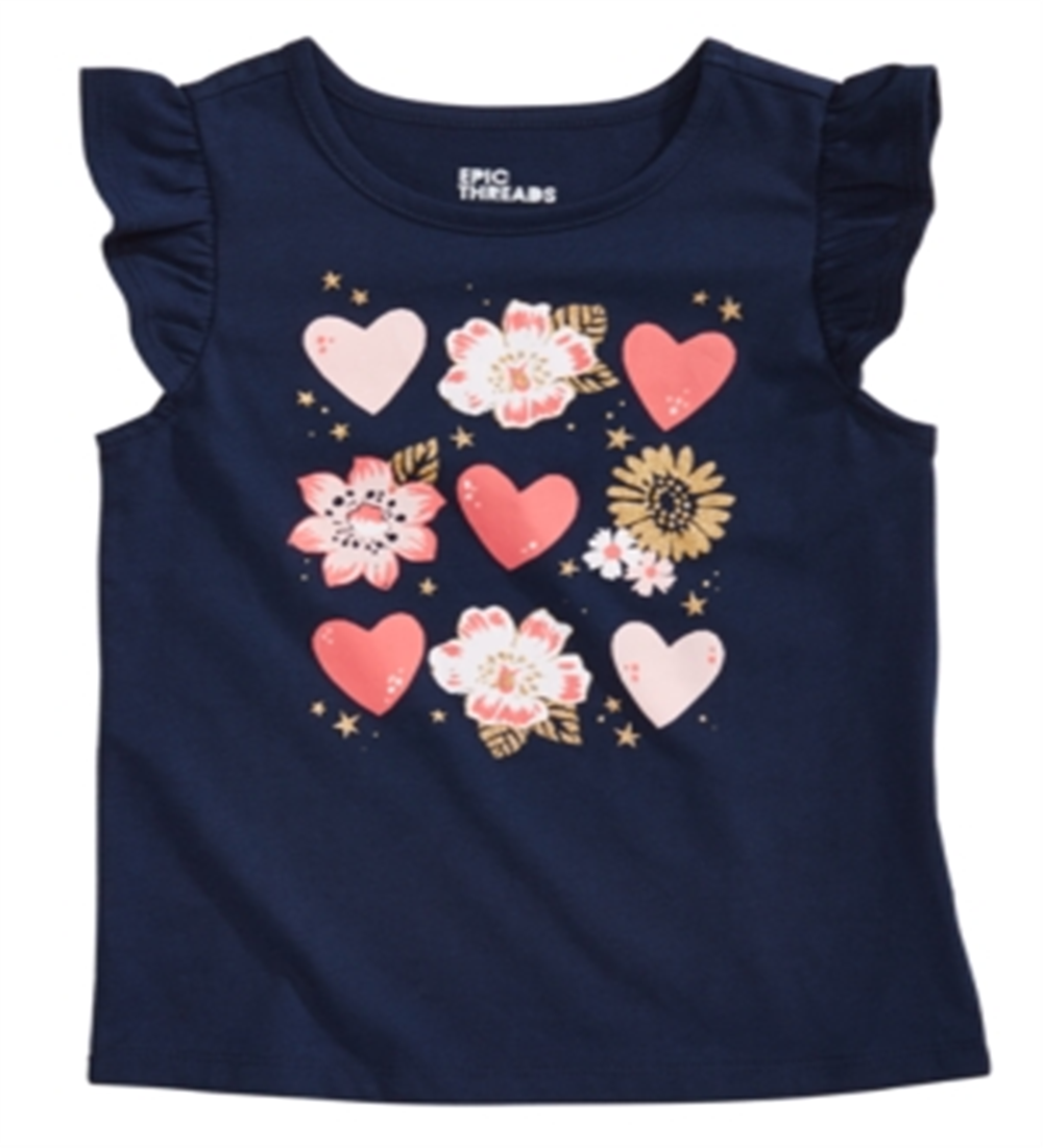 Epic Threads Toddler Girl's Hearts Print T-Shirt Blue Size 3T