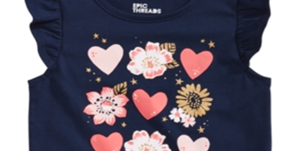 Epic Threads Toddler Girl's Hearts Print T-Shirt Blue Size 3T