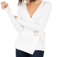 INC International Concepts Women's Embellished Grommet Wrap Sweater Gift White Size XX-Large