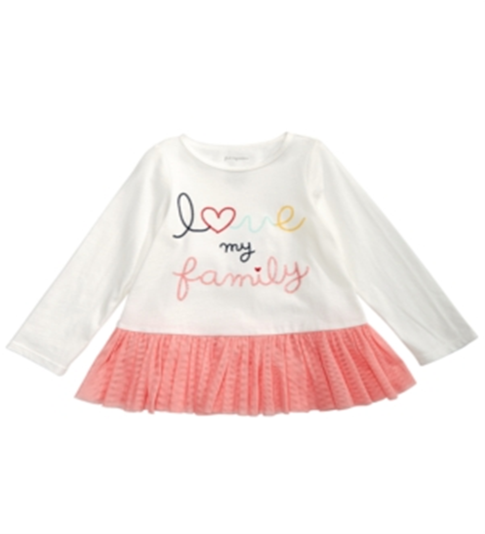 First Impressions Baby Girl's Family Print Cotton Peplum T-Shirt White Size 6-9MOS