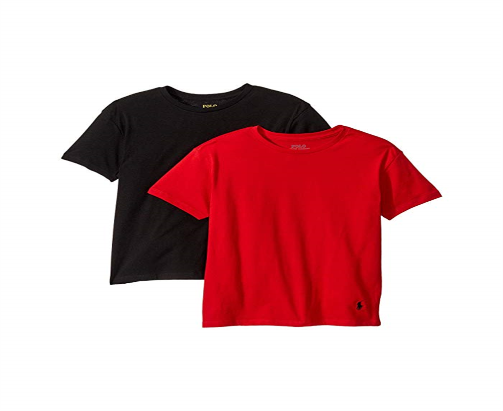 Ralph Lauren Boy's 2 Pack Crew Tee Underwear -Red/Grey  Size Medium