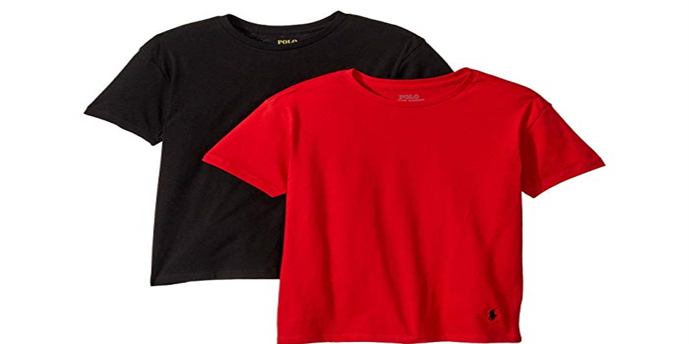 Ralph Lauren Boy's 2 Pack Crew Tee Underwear -Red/Grey  Size Medium