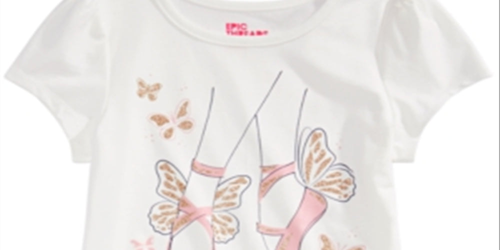 Epic Threads Little Girl's Ballet Slippers T-Shirt White Size 5