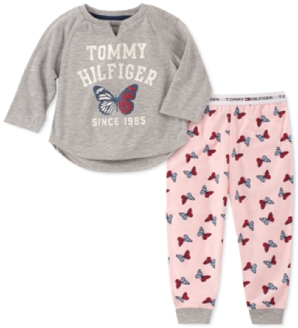 Tommy Hilfiger Toddler Little & Big Girl's 2 Pc Butterfly Pajama Set Gray Size 2XS