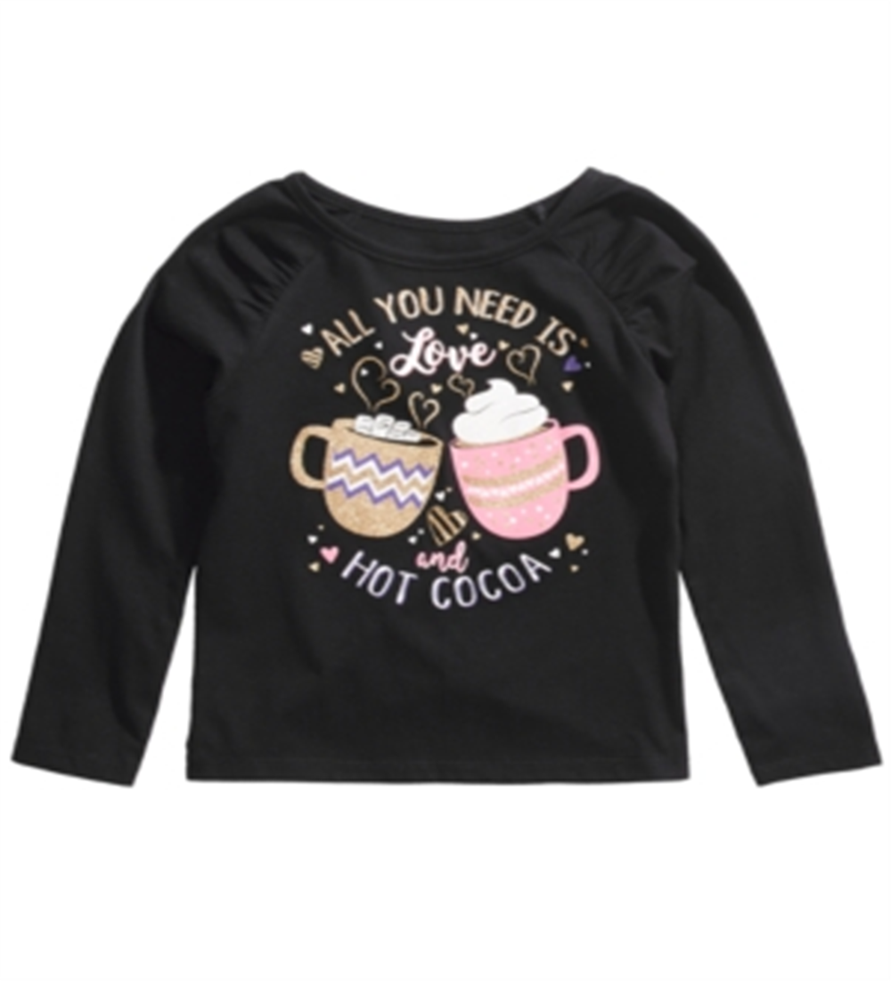 Epic Threads Toddler Girl's Love & Hot Cocoa T-Shirt Black Size 3T