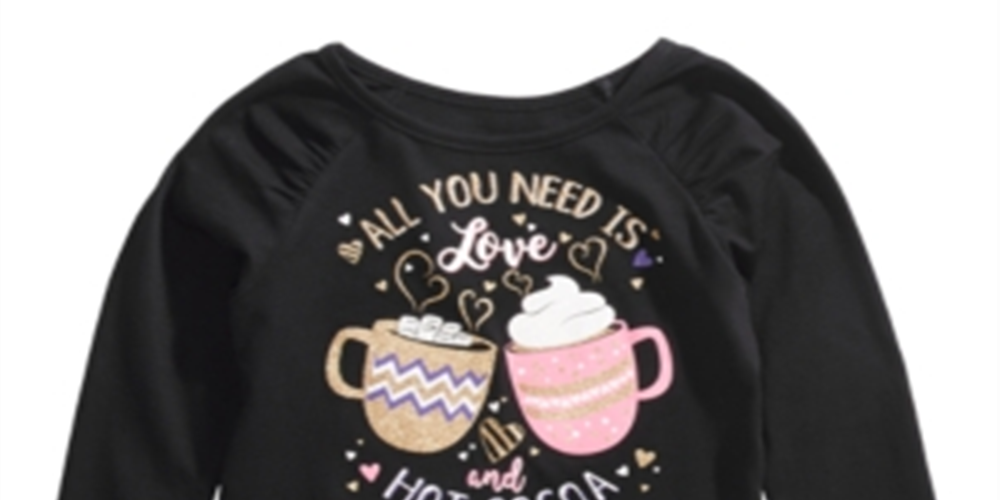 Epic Threads Toddler Girl's Love & Hot Cocoa T-Shirt Black Size 3T