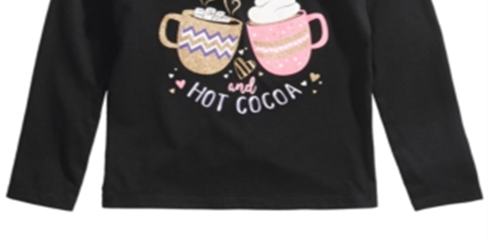 Epic Threads Toddler Girl's Love & Hot Cocoa T-Shirt Black Size 3T