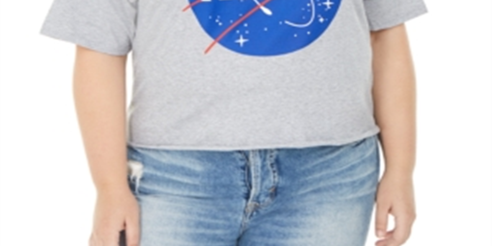 Love Tribe Women's Trendy Nasa Graphic T-Shirt Gray Size 1X
