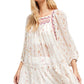 Free People Women's Printed Long Sleeve Jewel Neck Top White Size Medium