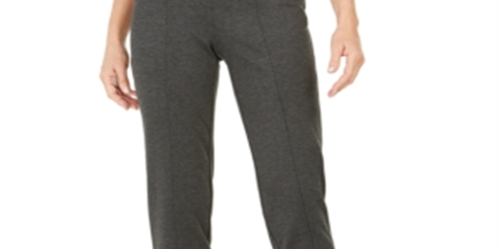 JM Collection Women's Faux Leather Trim Ponte Knit Pants Gray  Size Small