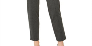 JM Collection Women's Faux Leather Trim Ponte Knit Pants Gray  Size Small