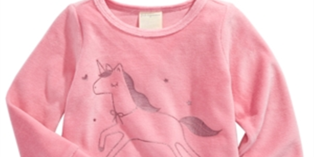 First Impressions Baby Girl's Unicorn Print Velour Top Pink Size 12MOS