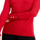 JM Collection Women's Metallic Round Neck Stud Cuff Sweater Red Size Small