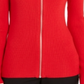 INC International Concepts Women's Zippered Solid Long Sleeve Square Neck Top Red Size Small