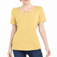Karen Scott Women's Studded Keyhole Top Yellow Size Medium