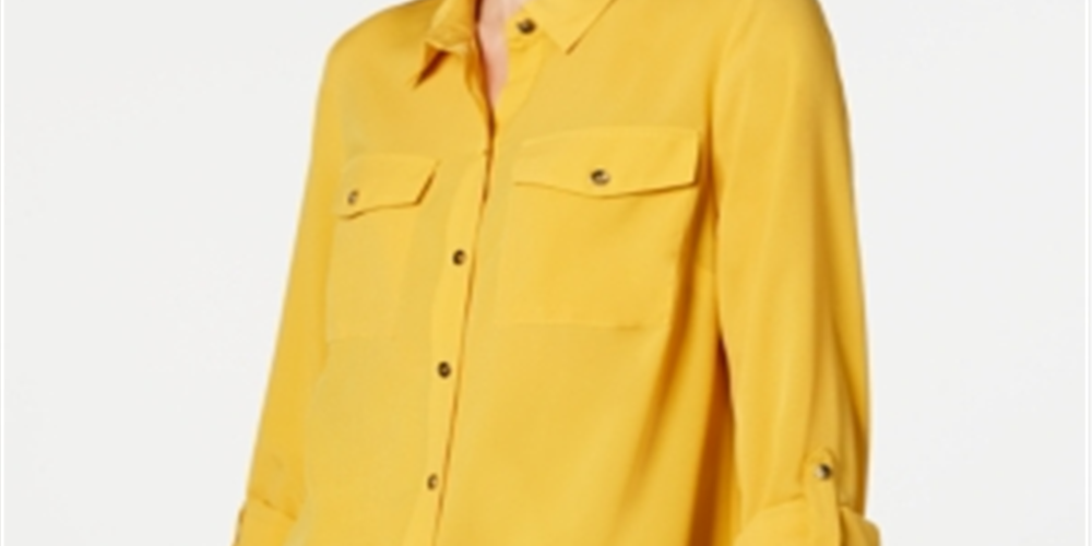 Charter Club Women's Two Pocket Shirt Yellow Size X-Small