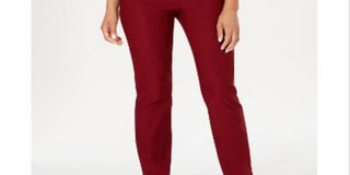 Charter Club Women's Cambridge Skinny Pull on Tummy Control Pants Red Size 18