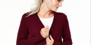 Charter Club Women's Open Front Cashmere Cardigan Red Size Petite L