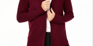 Charter Club Women's Open Front Cashmere Cardigan Red Size Petite L
