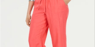 Charter Club Women's Linen Drawstring Waist Pants Coral  Size X-Large