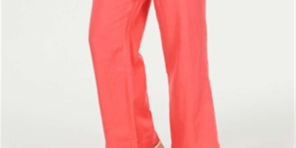 Charter Club Women's Linen Drawstring Waist Pants Coral  Size X-Large