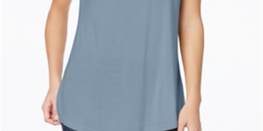 Maison Jules Women's Scoop Neck T-Shirt Blue Size Small