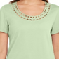 Karen Scott Women's Cotton Scalloped Neck T-Shirt Green Size Small