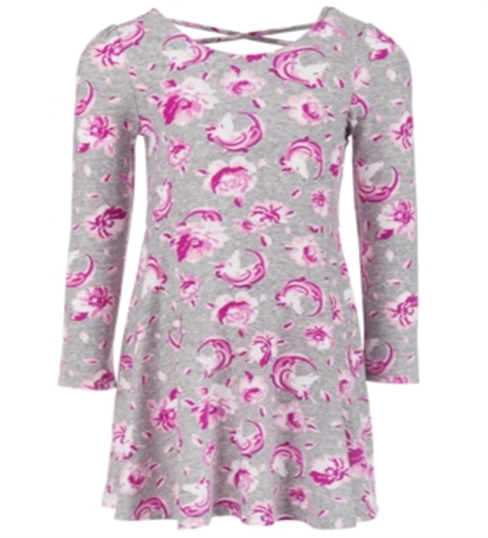 Epic Threads Little Girl's Floral Unicorn Dress Gray Size 6