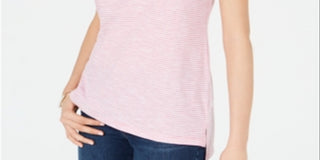 Maison Jules Women's Crewneck Ringer T-Shirt Pink Size Small