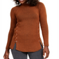 Style & Co Women's Mock Neck Lace up Ribbed Knit Sweater Brown Size XX-Large
