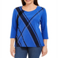 Karen Scott Women's Graphic Scoop Neck Top Blue Size Petite S/M