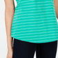 Maison Jules Women's Striped Short Sleeve V Neck Top Green Size Medium