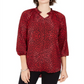 NY Collection Women's Printed High Low Top Red Size Petite Medium