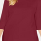 Karen Scott Women's Cotton Boat Neck 3/4 Sleeve Knit Top Red Size X-Small