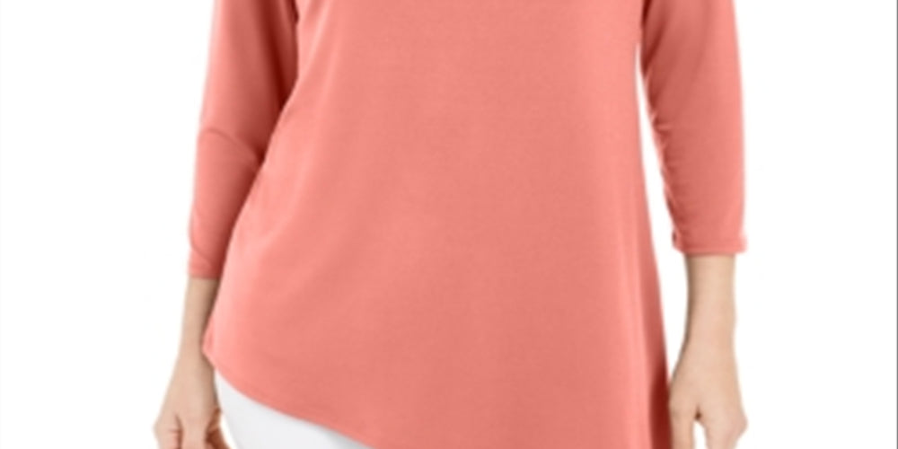 JM Collection Women's Asymmetrical Ring Tunic Sweet Melon Size Large