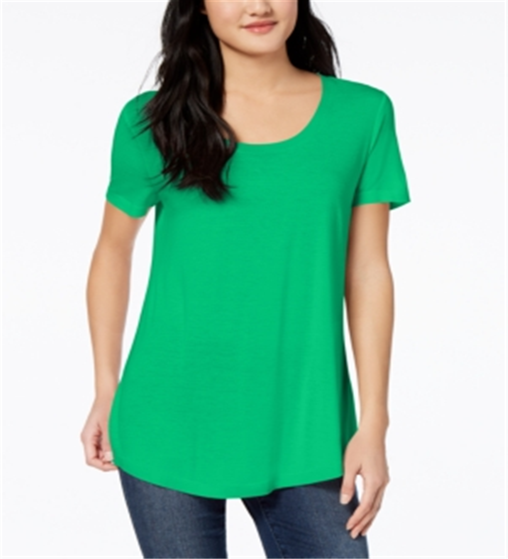 Maison Jules Women's Scoop Neck T-Shirt Green Size X-Small