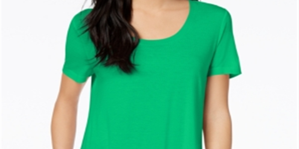 Maison Jules Women's Scoop Neck T-Shirt Green Size X-Small