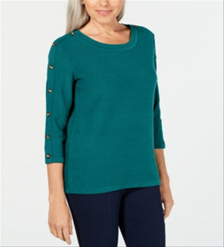 Karen Scott Women's 3/4 Sleeve Sweater Blue Size XX-Large