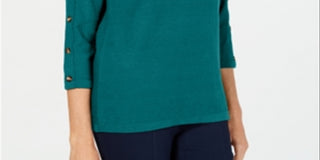 Karen Scott Women's 3/4 Sleeve Sweater Blue Size XX-Large