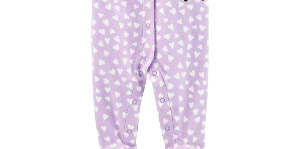Carter's Girl's Footies Sheep Heart Zip up Fleece Footie Purple Size 9MOS
