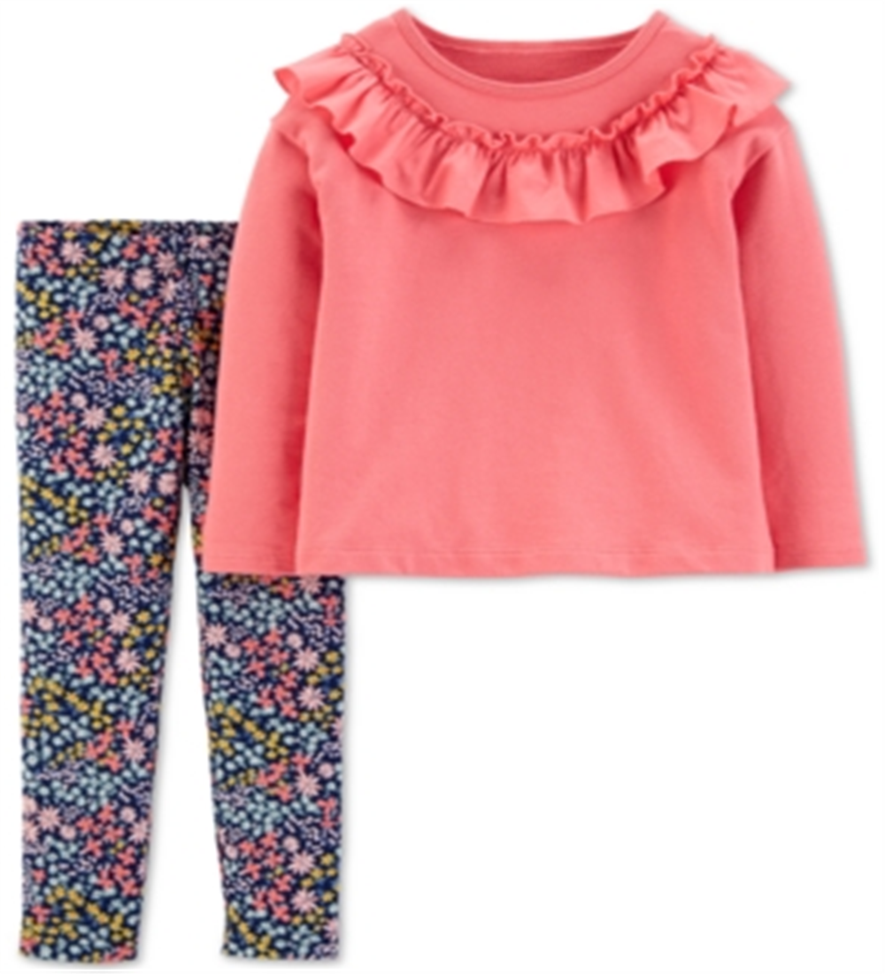 Carter's Baby Girl's 2 Pc Ruffle Top & Floral Print Leggings Set Pink Size 3 Months