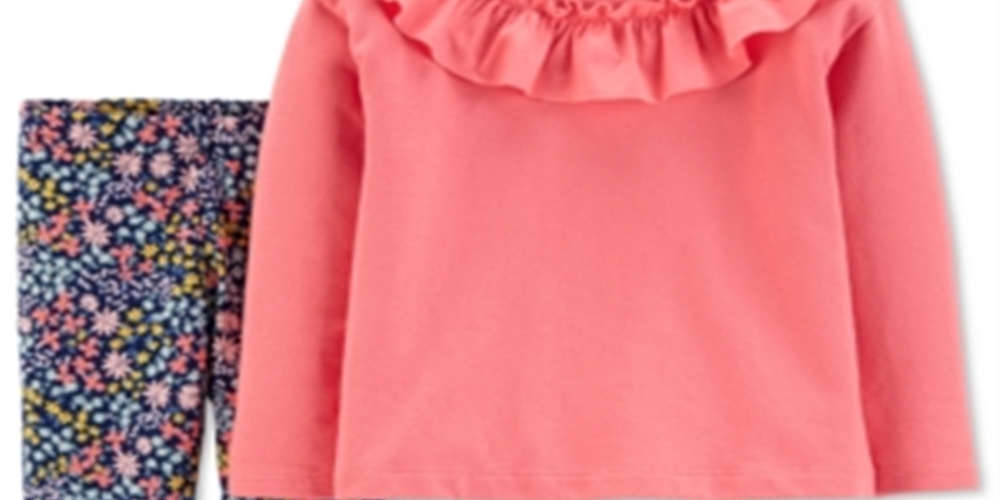 Carter's Baby Girl's 2 Pc Ruffle Top & Floral Print Leggings Set Pink Size 3 Months